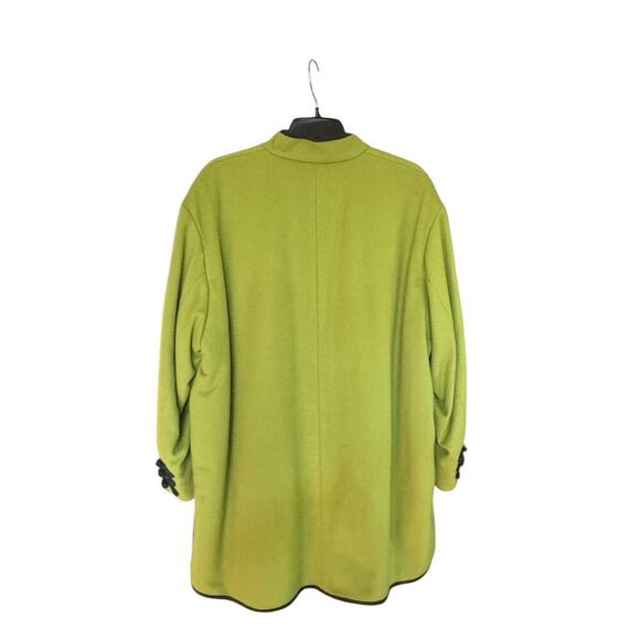 Shanghai Tang 100% Cashmere Lime Green Coat Jacket WMN's 44.100% Silk Lining - Picture 6 of 15